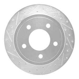 Dodge Ram 1500 Van Brake Rotor (1) - Rear Left - R1 Concepts - Drilled & Slotted - Silver - 2003